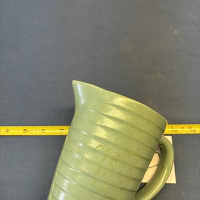 Antique USA Green Ribbed Creamers