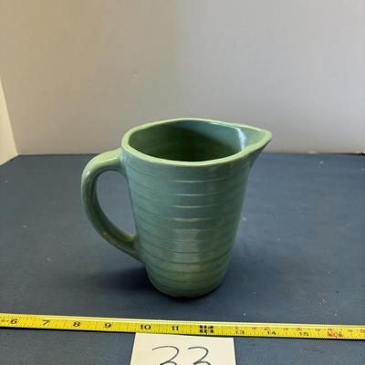 Antique USA Green Ribbed Creamers