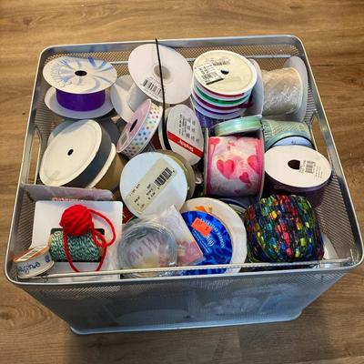 Metal Basket of Ribbons