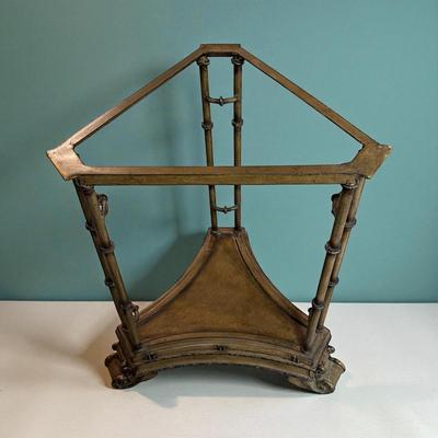 Vintage Metal and Wooden Tray Table with Faux Bamboo Base and World Map on Removable Tray Top.