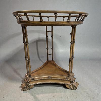 Vintage Metal and Wooden Tray Table with Faux Bamboo Base and World Map on Removable Tray Top.