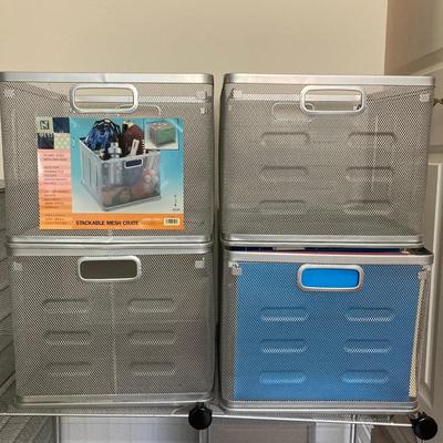4 Count, Stackable Metal Shelving