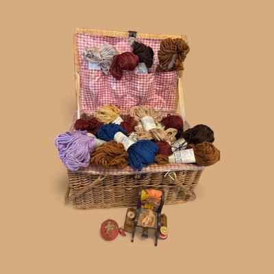 Basket full of Yarn and Pin Cushion