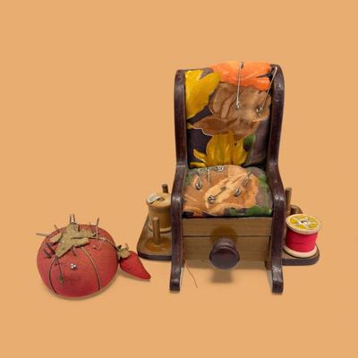 Basket full of Yarn and Pin Cushion