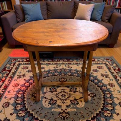 Vintage Solid Pine Occasional Table with Turned Legs and a single Drawer