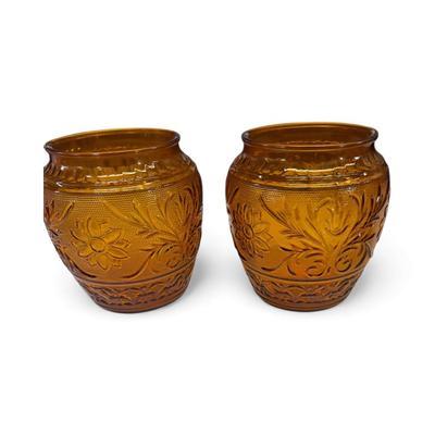 Anchor Hocking Sandwich Pattern Glass Cookie Jars, One with Lid, 2 without lids