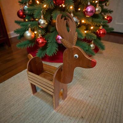 Wooden Raindeer Plant Holder
