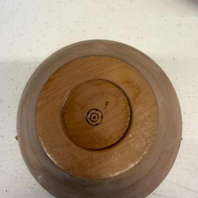 Vintage Wooden Salad Bowl and 4 Single Serve Bowls