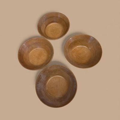 Vintage Wooden Salad Bowl and 4 Single Serve Bowls