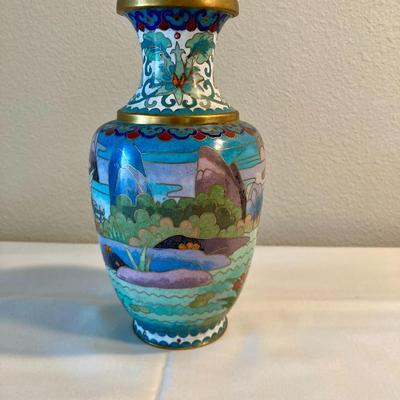 Cloisonne Vase. Geese and Flowers