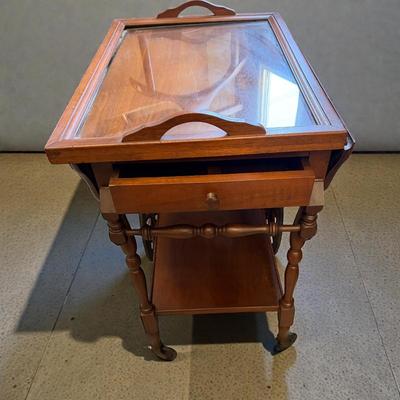 Vintage Tea Cart with Removable Glass Top