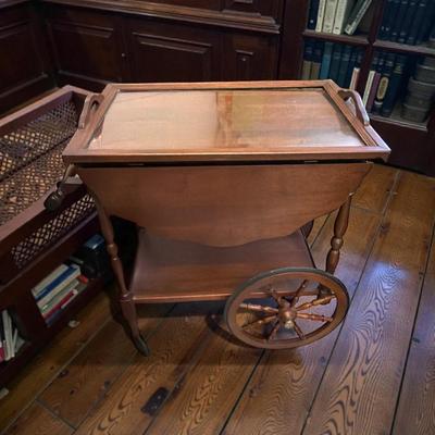 Vintage Tea Cart with Removable Glass Top