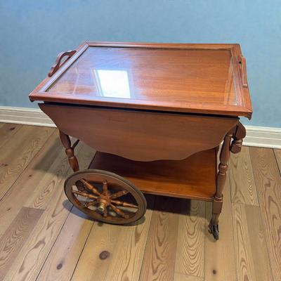 Vintage Tea Cart with Removable Glass Top