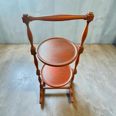 Vintage Two Tier Mahogany Cake Stand