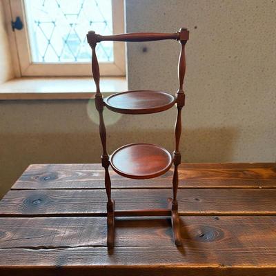 Vintage Two Tier Mahogany Cake Stand