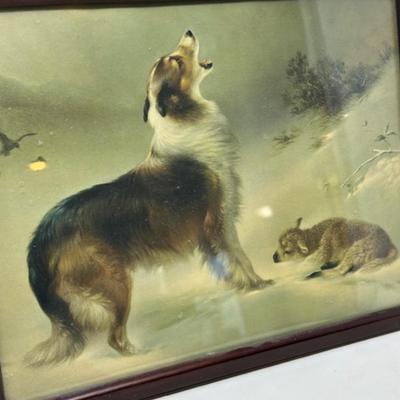 Framed Litho Found by Albrecht Schenck Collie Dog and Lost Sheep