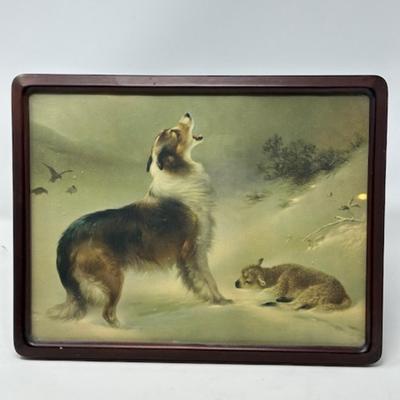 Framed Litho Found by Albrecht Schenck Collie Dog and Lost Sheep