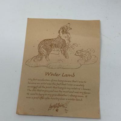 Lowell Davis Winter Lamb Figurine with Original Signature