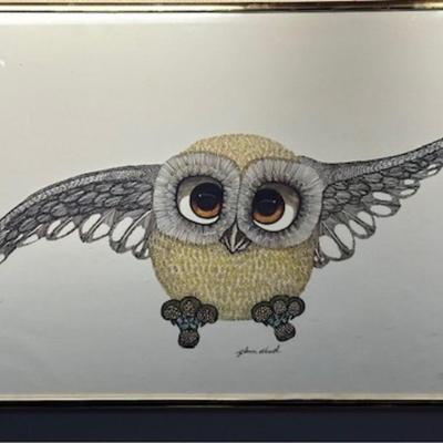 Glenn Heath Owl Litho Framed