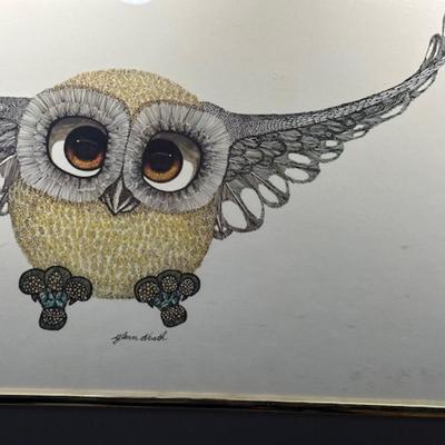 Glenn Heath Owl Litho Framed