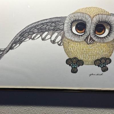 Glenn Heath Owl Litho Framed