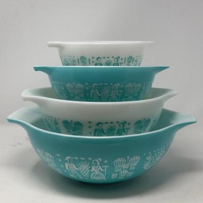Vintage Butterprint Cinderella Pyrex Bowl Set, 441/442/443/444