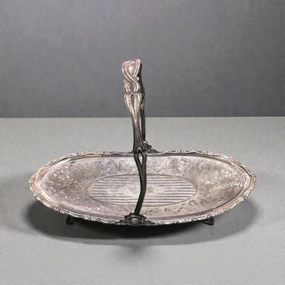 Antique Silver Plated Bride's Basket or Oval Relish Tray