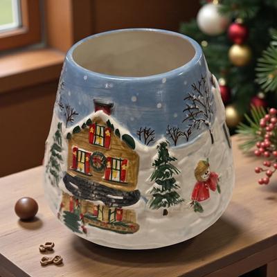 Yankee Candle Ceramic Votive Candle Holder with Winter Scene