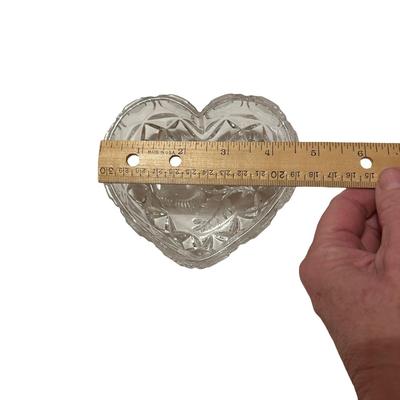Lot of 3 Clear Glass Bowls, 1 Hearts, 1 Footed