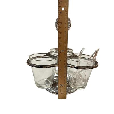 3 Jar Condiment Server Set W Caddy