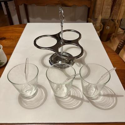 3 Jar Condiment Server Set W Caddy