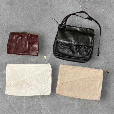 4 Vintage Genuine Leather Purses, Italy