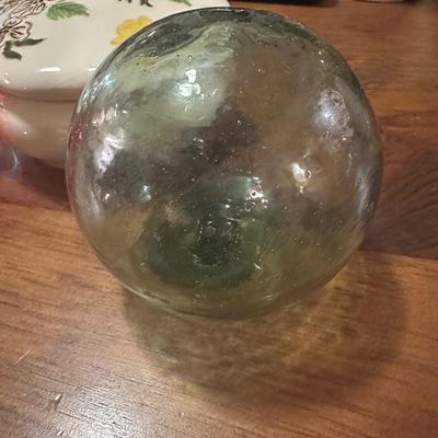 Lot of 3 Items- 2 Glass Spheres and Lidded Trinket Dish