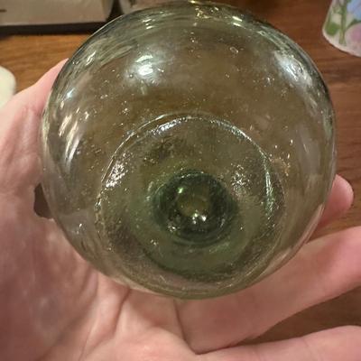 Lot of 3 Items- 2 Glass Spheres and Lidded Trinket Dish