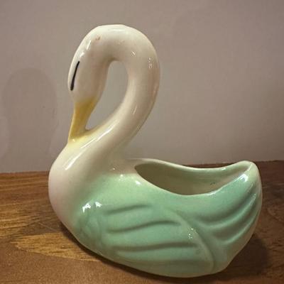Vintage Vanity Swan Dish with Pearl Studded Candle