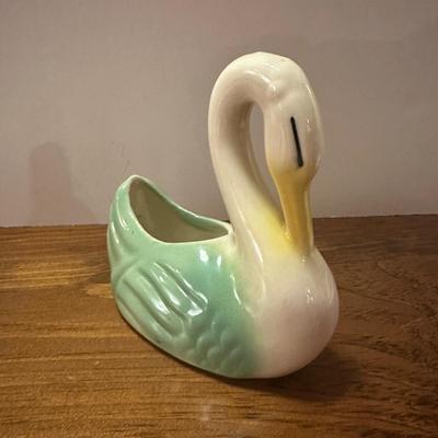 Vintage Vanity Swan Dish with Pearl Studded Candle
