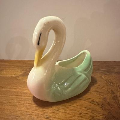 Vintage Vanity Swan Dish with Pearl Studded Candle
