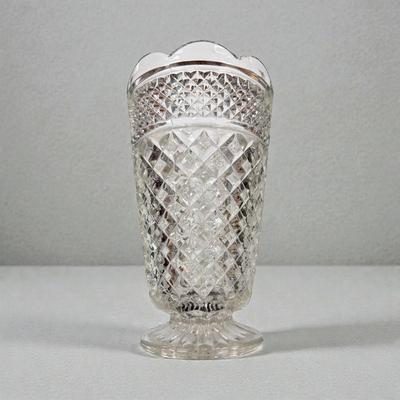 Vintage Anchor Hocking Wexford Clear Glass Footed Flower Vase