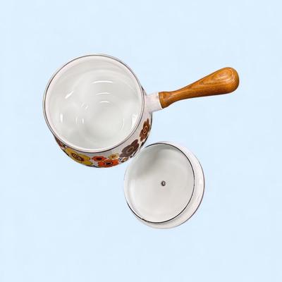 Vintage 1970's Enamel Fondue set with a Floral Design