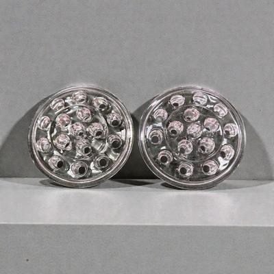 Set of 2 Clear Glass Flower Frogs 16 Holes