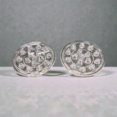 Set of 2 Clear Glass Flower Frogs 16 Holes