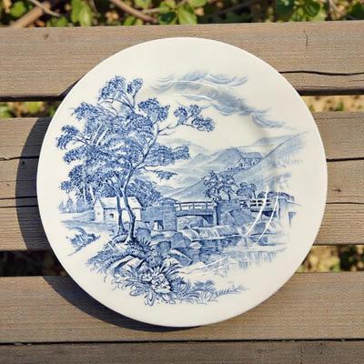 Set of 7 Vintage wedgwood Countryside Blue Salad Plates