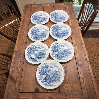 Set of 7 Vintage wedgwood Countryside Blue Salad Plates