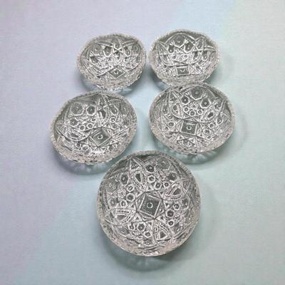 Set of 5 American Brilliant Period Cut Glass Bowls