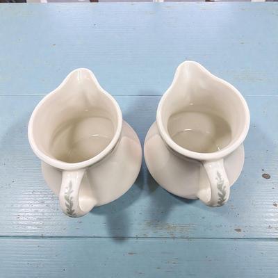Set of 2 Vintage Syracuse China Embassy Creamer in maroon and gray scroll pattern
