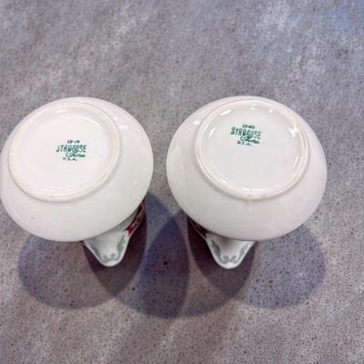 Set of 2 Vintage Syracuse China Embassy Creamer in maroon and gray scroll pattern
