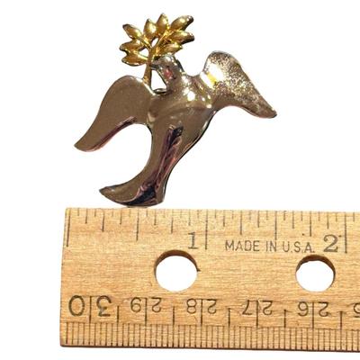 Sterling Silver Dove with Olive Branch Pin