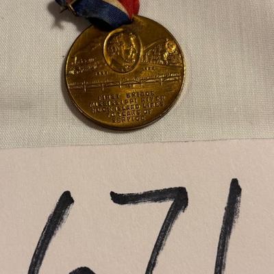 1922 Rock Island Railroad Lines Mississippi River Bridge Abraham Lincoln Medal