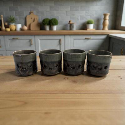 Set Of 4 Otagiri Soma Ware (Somayaki) Double walled Teacups