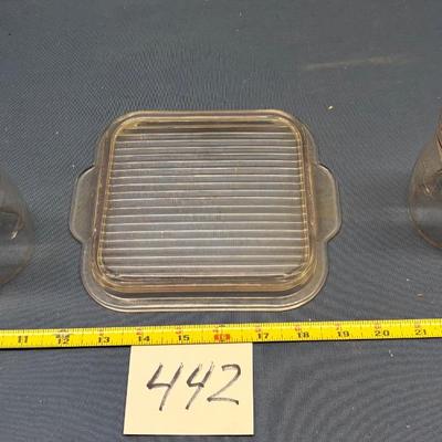 Vintage Pink Depression Glass Tumblers with Tray
